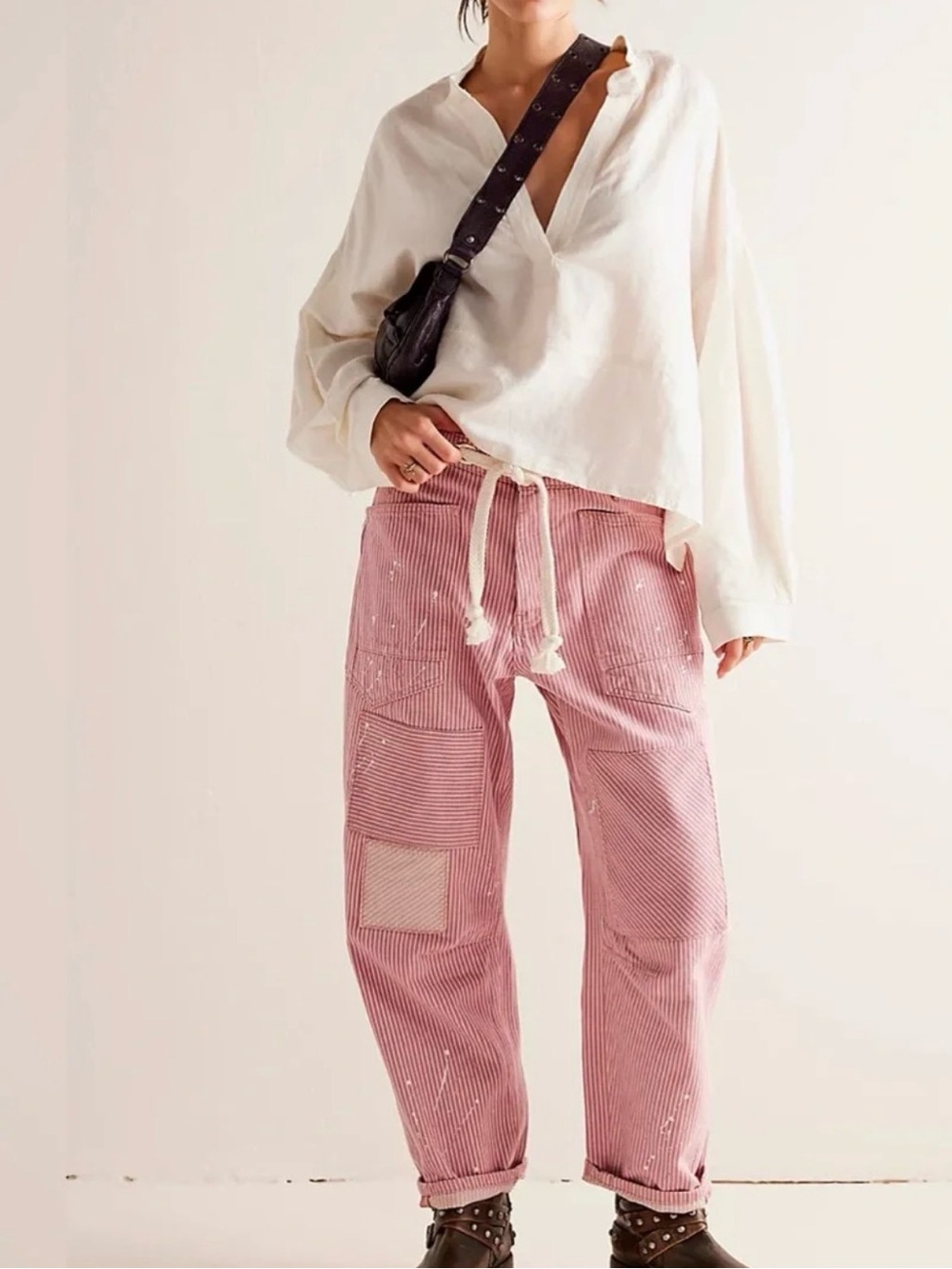 Free People We The Free Moxie Railroad Low-Slung Jeans Barrel